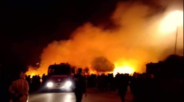 حريق مهول بمخزن لقنينات الغاز بمنطقة باب فتوح بفاس