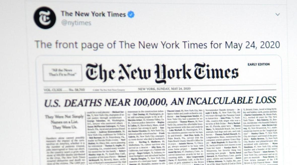 Le New York Times rend un hommage poignant aux victimes de la Covid-19