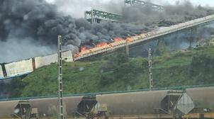 Jorf Lasfar : Incendie dans un convoyeur de soufre de l'OCP, les flammes rapide…