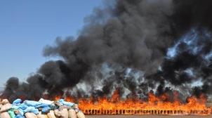 Laâyoune : Destruction d’une grande quantité de drogue et de produits de contre…